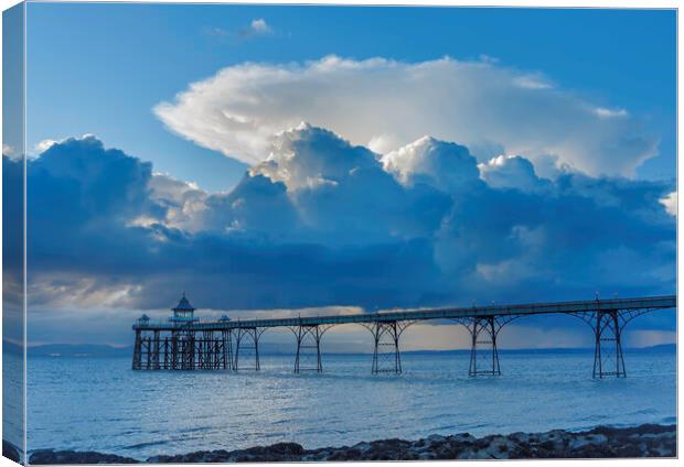 Clevedon Pier with large cumulus cloud Canvas Print by Rory Hailes
