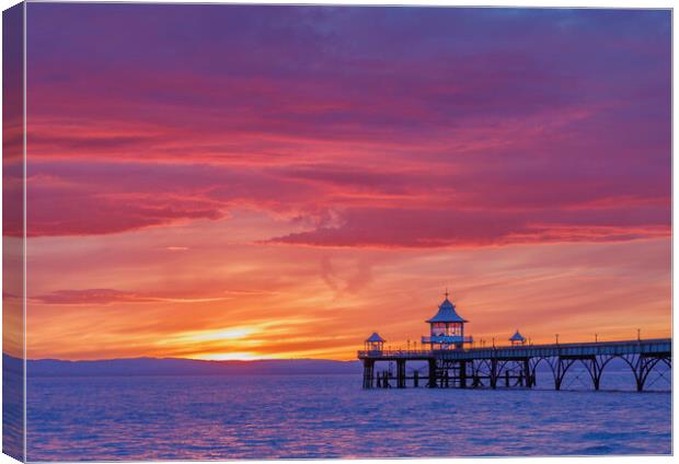 Clevedon Pier at sunset Canvas Print by Rory Hailes