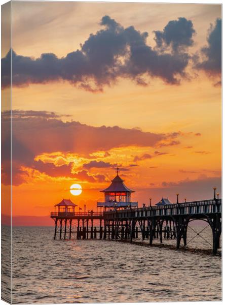 Clevedon Pier at sunset Canvas Print by Rory Hailes