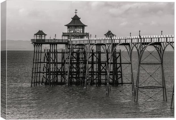Black and white image of Clevedon Pier Canvas Print by Rory Hailes