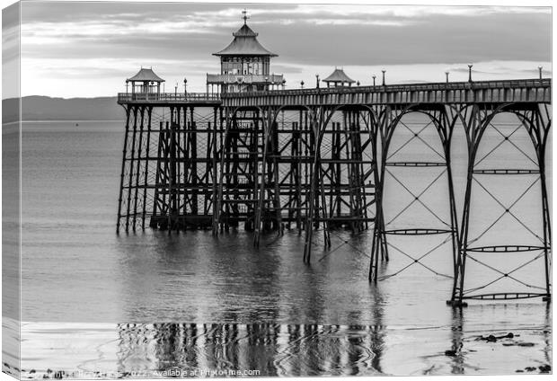 Clevedon Pier black and white image Canvas Print by Rory Hailes