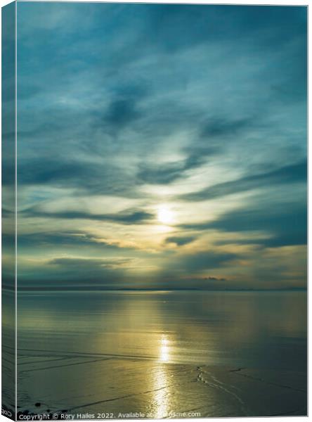 Sunlight reflecting onto sea Canvas Print by Rory Hailes