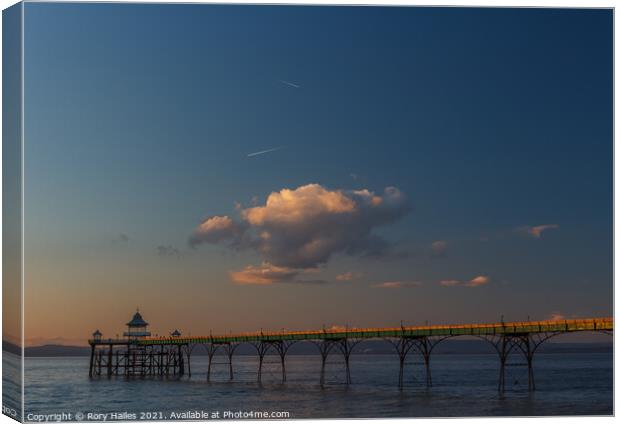 Clevedon Pier with cloud Canvas Print by Rory Hailes
