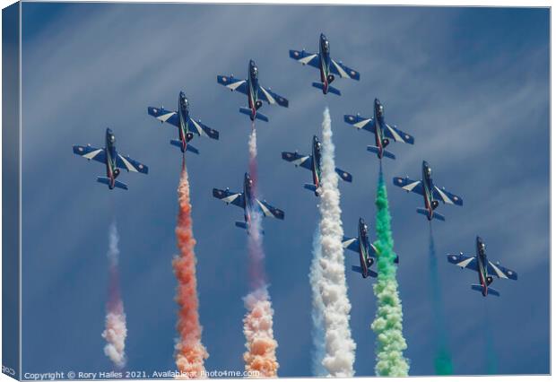The Frecce Tricolori display team Canvas Print by Rory Hailes