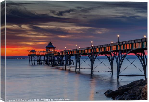 Clevedon Pier at Sunset Canvas Print by Rory Hailes