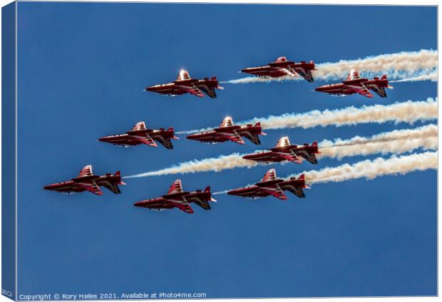 Red Arrows inverted Canvas Print by Rory Hailes