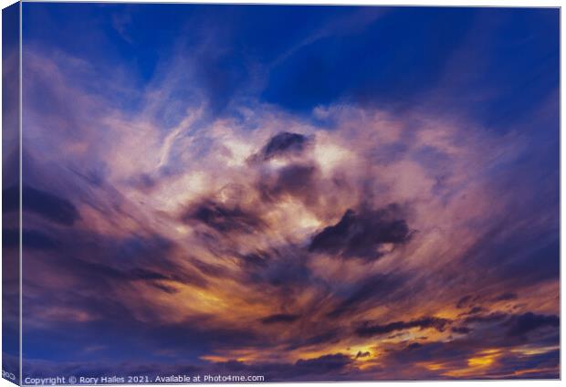 Multicoloured clouds Canvas Print by Rory Hailes