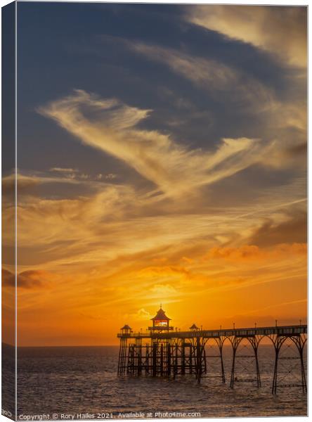 Clevedon Pier Sunset Canvas Print by Rory Hailes