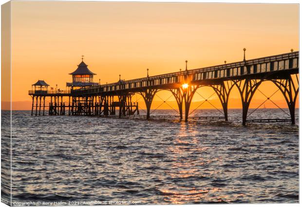 Clevedon Pier at Sunset Canvas Print by Rory Hailes