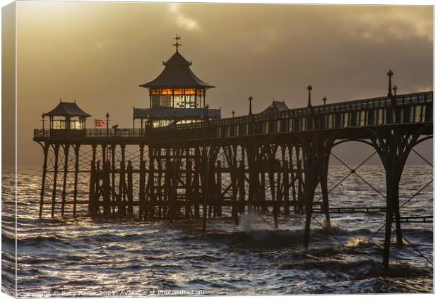 Clevedon Pier At Sunset Canvas Print by Rory Hailes