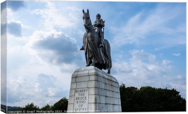 Statue of King Robert the Bruce at the site of BannockBurn, Scotland Canvas Print by SnapT Photography