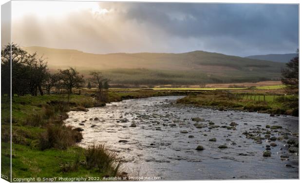 The Water of Deugh near Carsphairn at sunset in winter Canvas Print by SnapT Photography