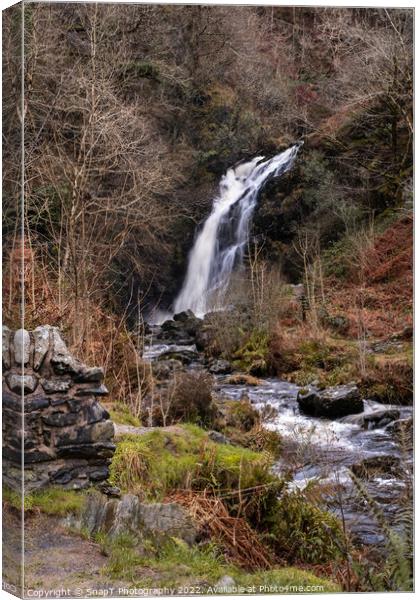 Grey Mare's Tail Waterfall and burn in winter, Galloway Forest Park, Scotland Canvas Print by SnapT Photography