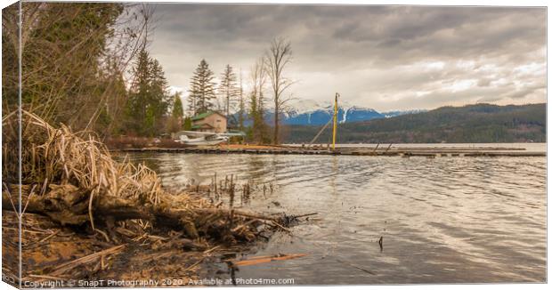 Late spring afternoon on Lakelse Lake at Waterlily bay, BC, Canada Canvas Print by SnapT Photography
