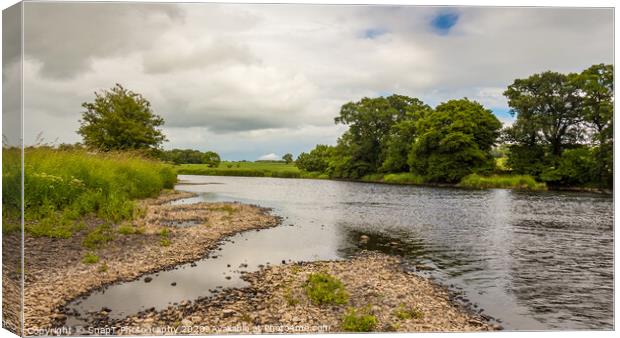 A gravel bar and low water on a lowland Scottish r Canvas Print by SnapT Photography