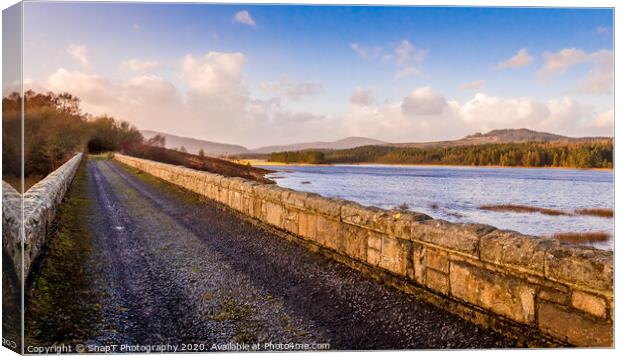 The old Stroan Viaduct at Loch Sroan at sunset in  Canvas Print by SnapT Photography