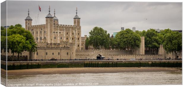 The Tower of London and River Thames on a cloudy summers day Canvas Print by SnapT Photography