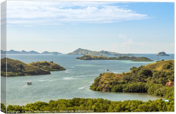 A landscape view over Komodo National Park from Rinca Island, Flores, Indonesia Canvas Print by SnapT Photography