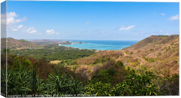 A view over Baturiti and Kuta Beach, Lombok Indonesia Canvas Print by SnapT Photography