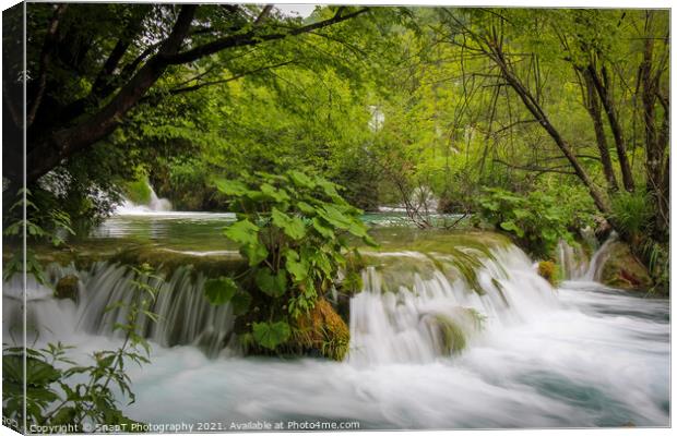 A cascade of waterfalls at Plitvice Lakes, UNESCO World Heritage Site Canvas Print by SnapT Photography