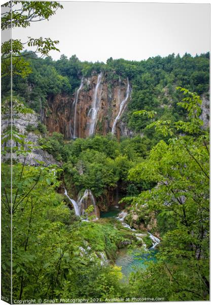 A series of large waterfalls at Plitvice Lakes, UNESCO World Heritage Site Canvas Print by SnapT Photography