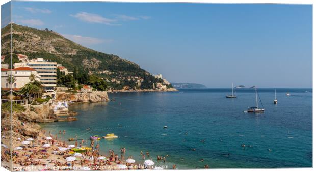 A view over Plaza Banje beach along Dubrovnik's adriatic coast, Croatia Canvas Print by SnapT Photography