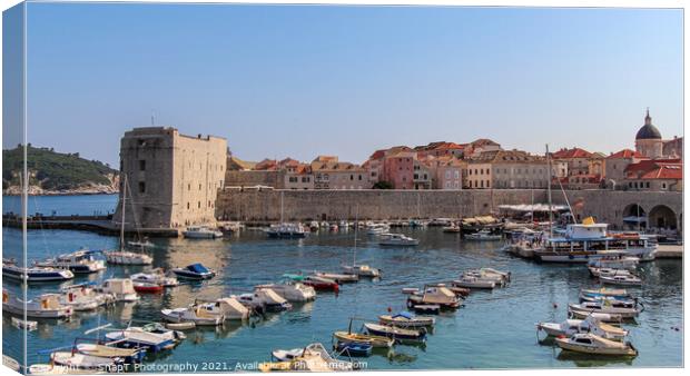 A view over Dubrovnik harbour and the old town on a summer afternoon, Croatia Canvas Print by SnapT Photography