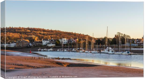 Landscape of Kirkcudbright and the River Dee estuary at sunset Canvas Print by SnapT Photography