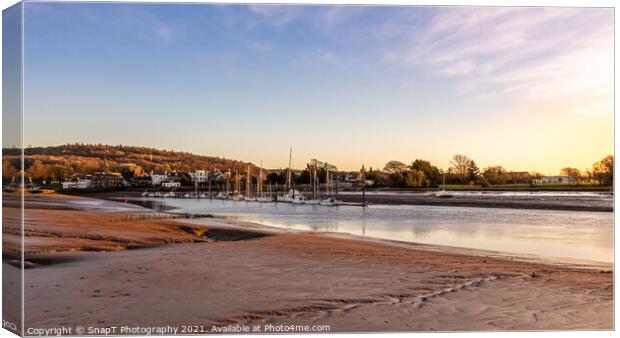 Low tide and mudflats on the River Dee estuary at Kirkcudbright during sunset Canvas Print by SnapT Photography