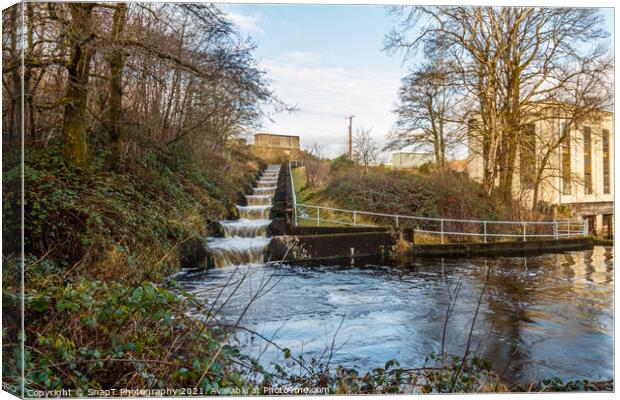 Earlstoun salmon ladder or fish pass, at Earlstoun Power Station Canvas Print by SnapT Photography