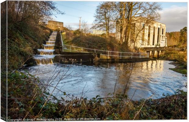 Earlstoun salmon ladder or fish pass, at Earlstoun Power Station and Dam, on the Water of Ken, Galloway Hydro Electric Scheme, Scotland Canvas Print by SnapT Photography
