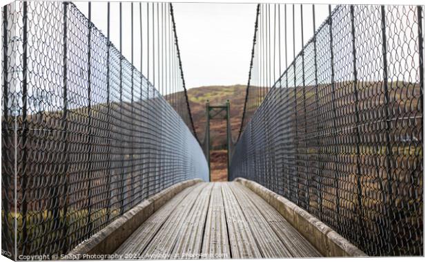 View across a wooden suspension bridge in the Scottish highlands Canvas Print by SnapT Photography