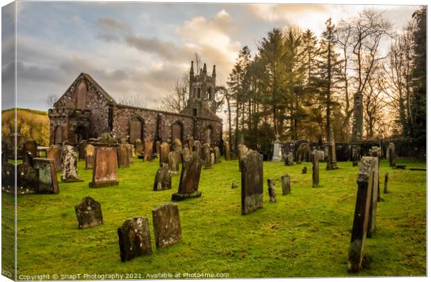 Graveyard and the remains of Tongland Church and Abbey, Scotland Canvas Print by SnapT Photography