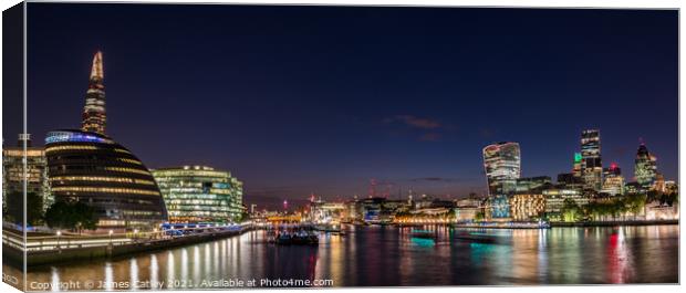 Thames Panorama at night London Canvas Print by James Catley