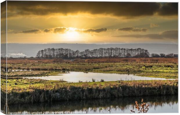Sunset over the wetlands Canvas Print by Phil Longfoot