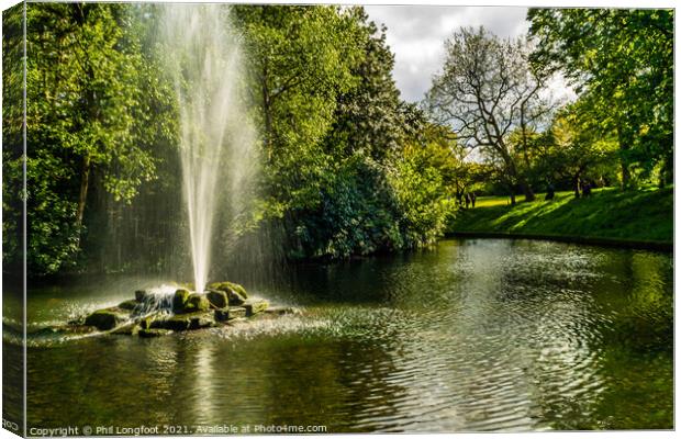 Sefton Park Liverpool Fountain Canvas Print by Phil Longfoot