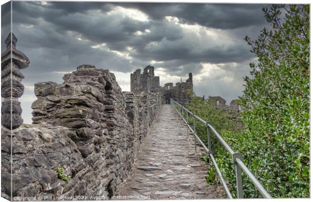 Conway Castle Wall Wales Canvas Print by Phil Longfoot