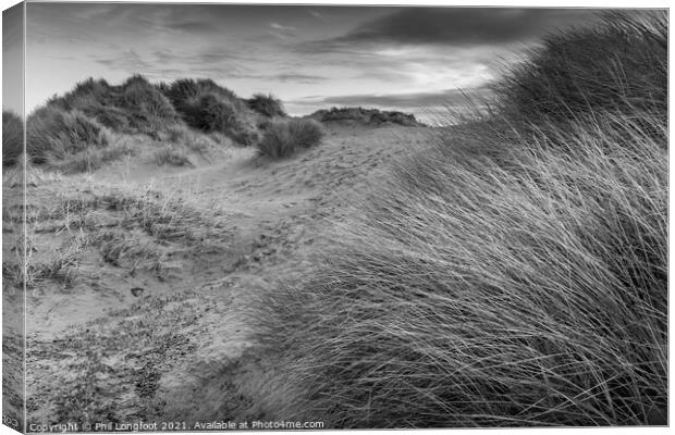 Winter sand dunes  Canvas Print by Phil Longfoot