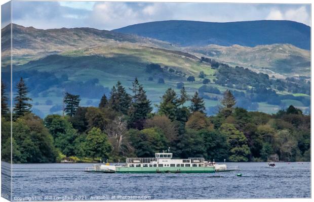 Cable pulled boat on Lake Windermere Canvas Print by Phil Longfoot