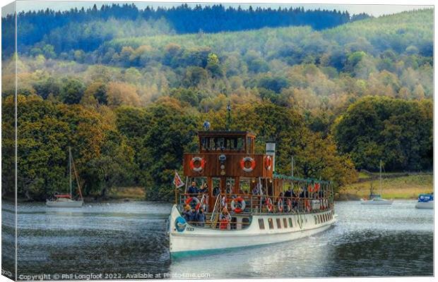 Lake Windermere Cumbria  Canvas Print by Phil Longfoot