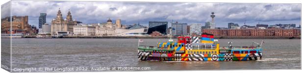 Pano picture of Liverpool Famous Ferry and Waterfront Canvas Print by Phil Longfoot