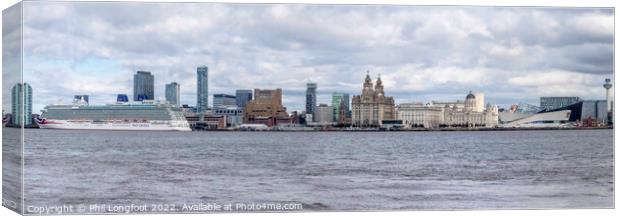 MV Britannia visits the famous Liverpool Waterfront.  Canvas Print by Phil Longfoot