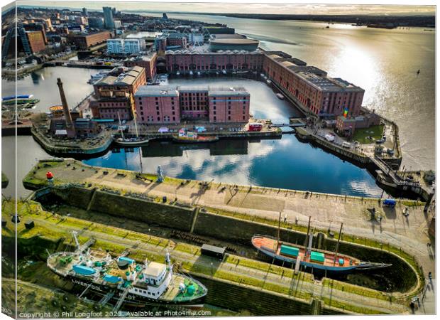 Royal Albert Dock docklands from the air Canvas Print by Phil Longfoot