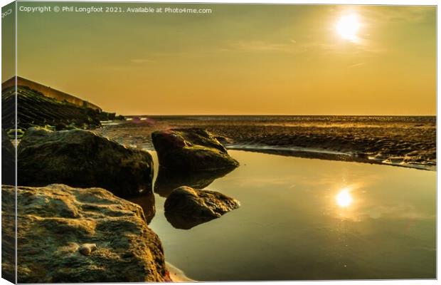 Reflections on the North Wirral Coast Canvas Print by Phil Longfoot