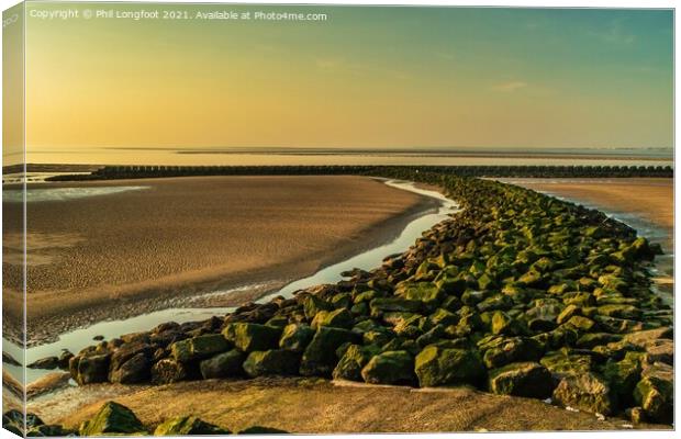 North Wirral Beach at Sunset  Canvas Print by Phil Longfoot
