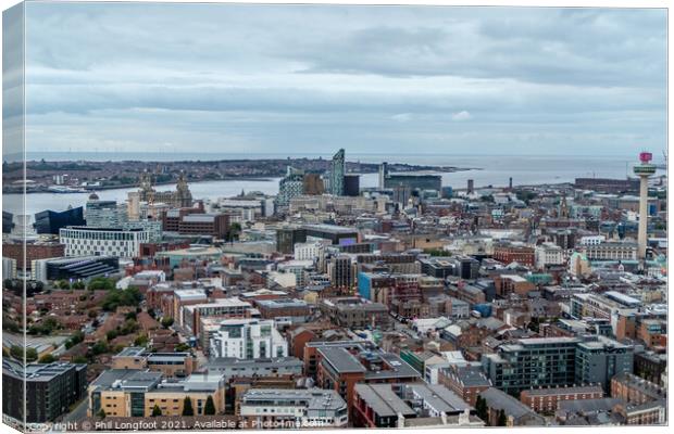 Liverpool City view from the tower of Liverpool Cathedral  Canvas Print by Phil Longfoot