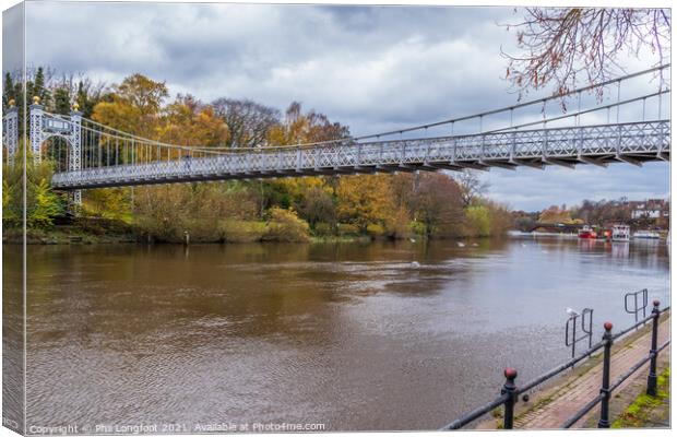 Suspension bridge River Dee. Canvas Print by Phil Longfoot