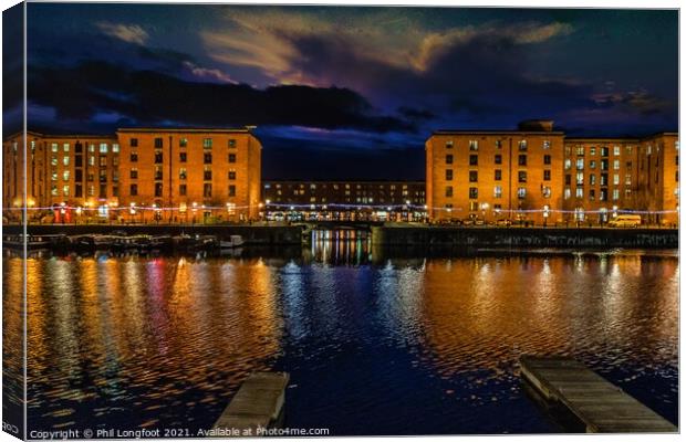 Salthouse Dock Liverpool after sunset Canvas Print by Phil Longfoot