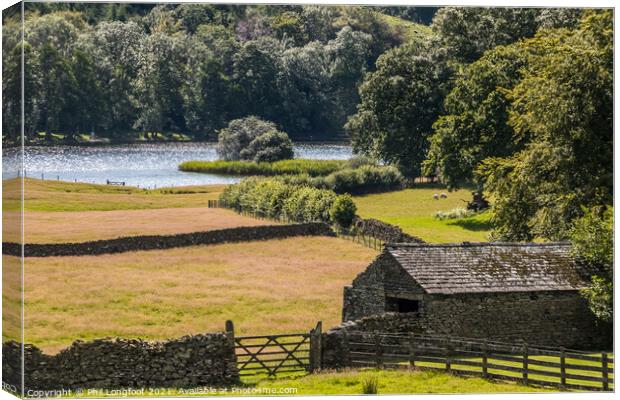 Farmland near Esthwaite Water Lake District Canvas Print by Phil Longfoot