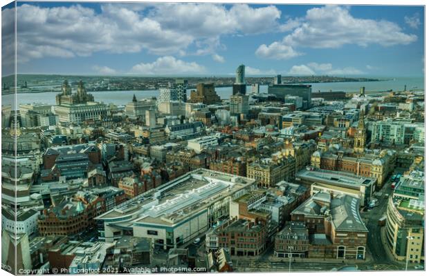 Liverpool City Centre from 450 feet in the air Canvas Print by Phil Longfoot